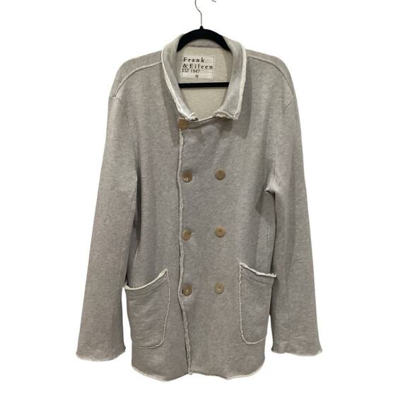 Frank & Eileen Belfast Triple Fleece Peacoat Jacket In Gray Melange Size Medium - Picture 4 of 14
